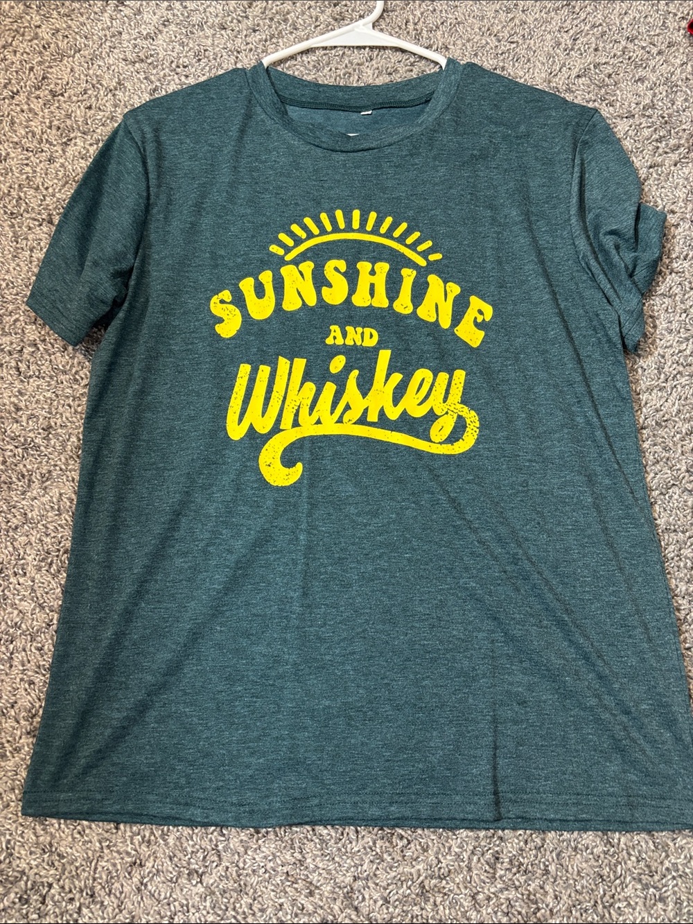 Amazon Teal Short-Sleeve Tee with Yellow 'Sunshine and Whiskey' Graphic